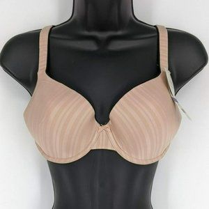 Parfait T-Shirt Bra 32D Nude Tan Aline Shadow Stripe Underwire Contour P5251 New